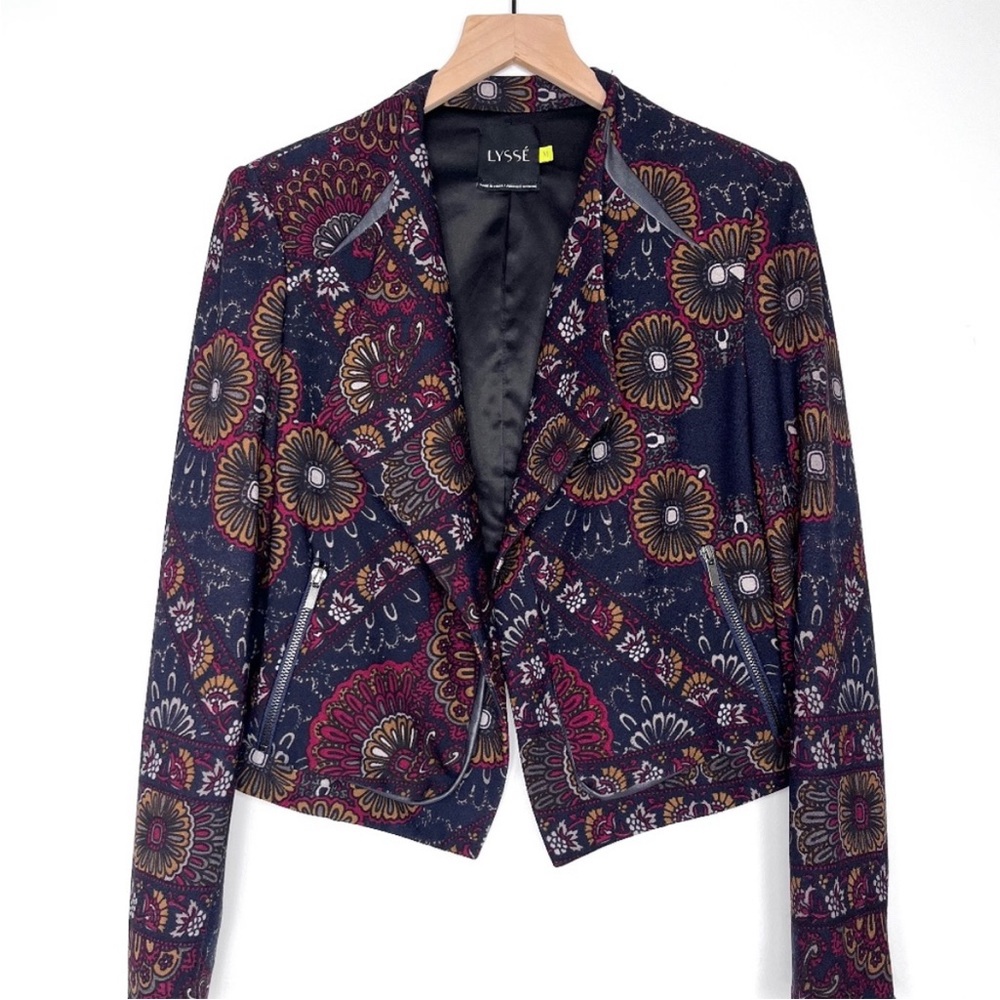 Lysse Floral Print Jacket Fall Boho Moto Blazer XS